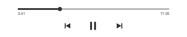media player progress bar with time slider pause rewind and fast forward buttons