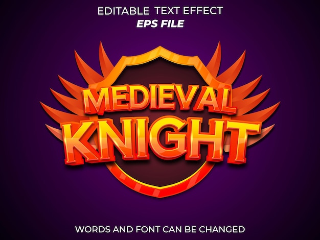 medieval knight text effect font editable typography 3d text vector template