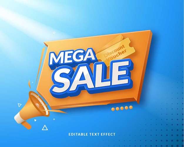 Mega Sale Editable Text in Blue Gradient Background