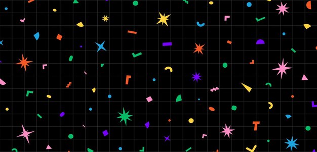 memphis pattern vector on black background cute style illusration 10 eps