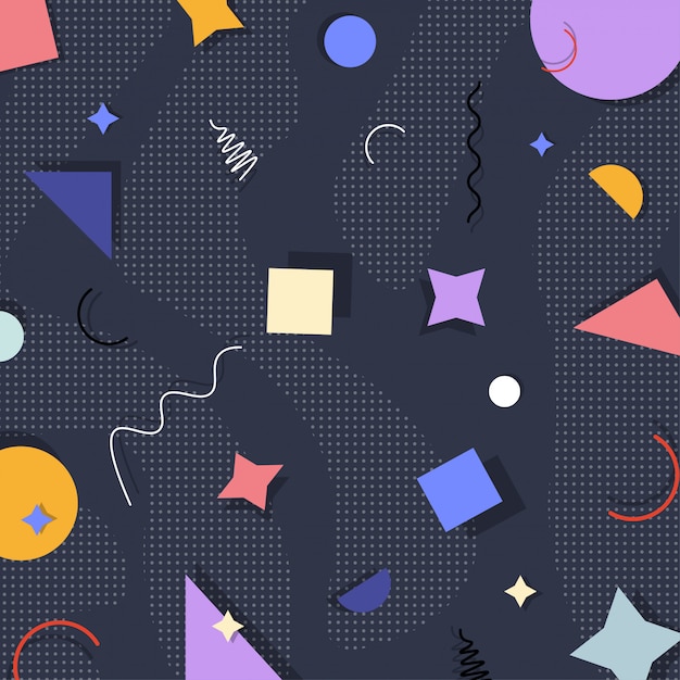 memphis pattern with geometric shapes.