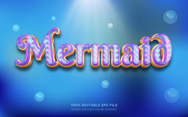 mermaid 3d editable text style effect