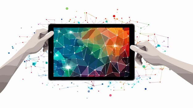 Mesh Hand Pointer on Tablet Model with Triangle Mosaic