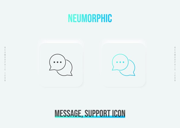 Message, support trendy neumorphic icon in solid and gradient color