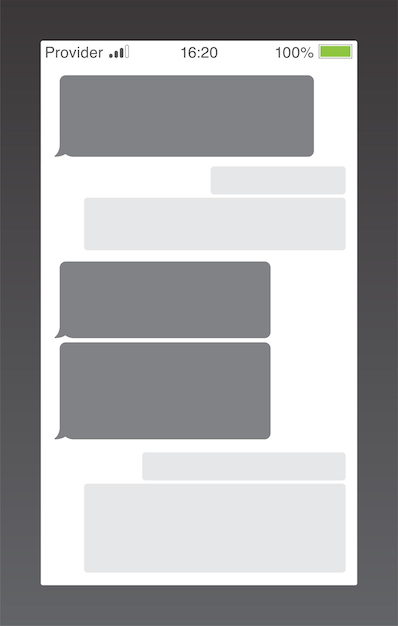Messenger short message service bubbles Text chat sms boxes Empty messaging bubles template