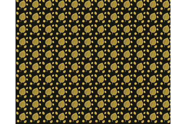 Metallic Golden Leaves on Black Background Pattern