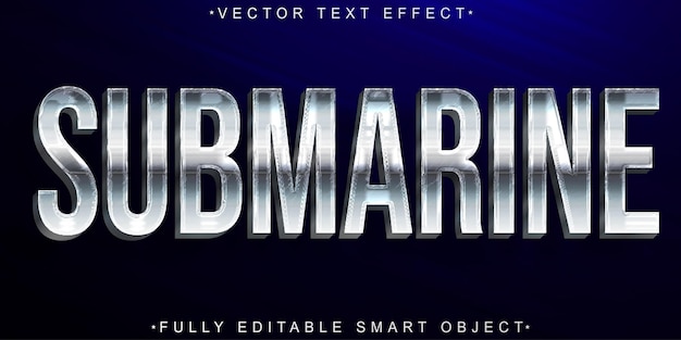Metallic Silver Blue Shiny Submarine Vector Fully Editable Smart Object Text Effect