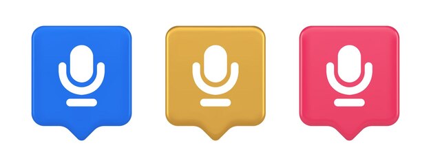 microphone sound live recording button web app design radio music broadcasting 3d icon