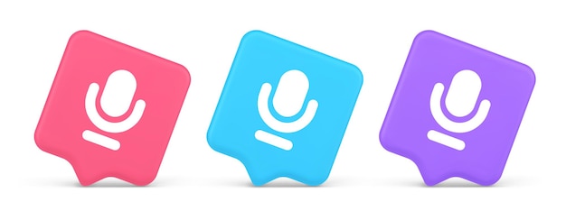 microphone sound live recording button web app design radio music broadcasting 3d icon