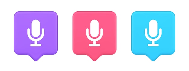 microphone voice sound recording broadcasting button web app media communication 3d icon