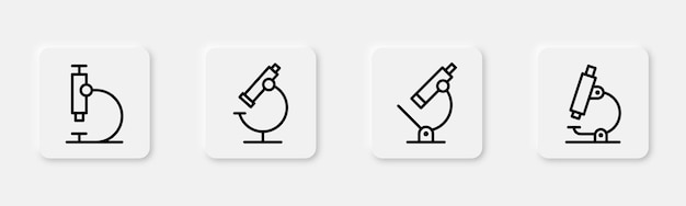 Microscope icon in line Lab microscope icons set Laboratory tool Outline microscope icon