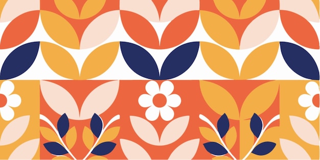 Mid Century Modern Geometric Floral Pattern