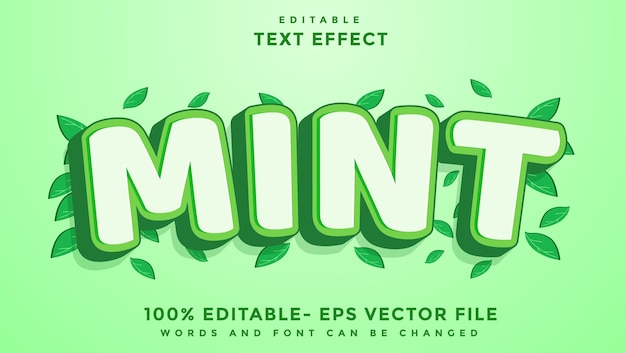 minimal 3d word mint editable text effect design effect saved in graphic style