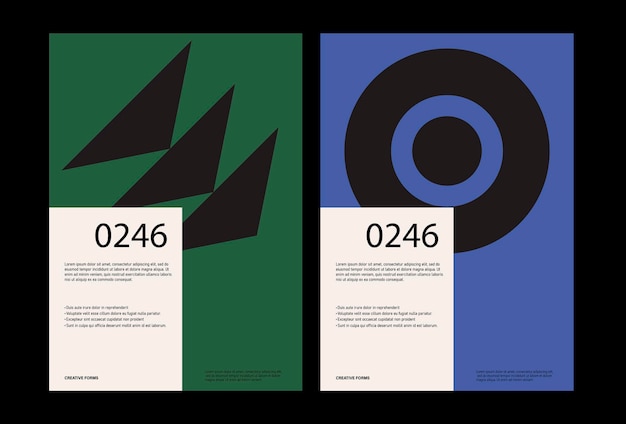 Minimal abstract posters. Bauhaus poster layout with clean typography and minimal vector pattern.
