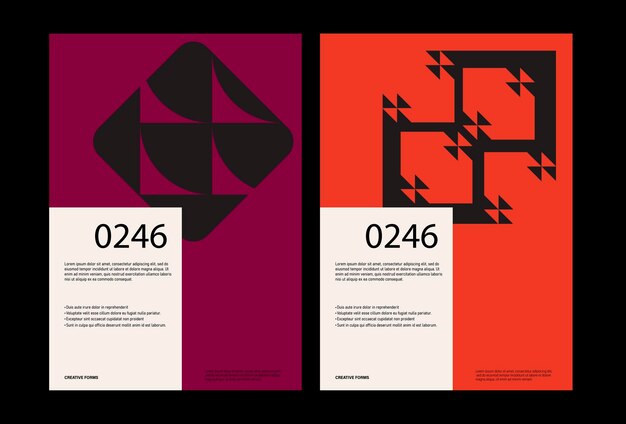 Minimal abstract posters. Bauhaus poster layout with clean typography and minimal vector pattern.