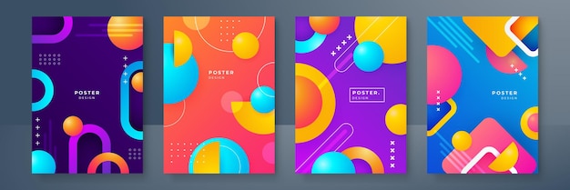 Minimal modern cover design Dynamic colorful gradients Future geometric patterns poster template vector design