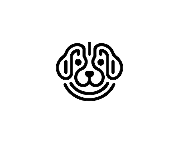 Minimalist dog logo design icon symbol vector illustration