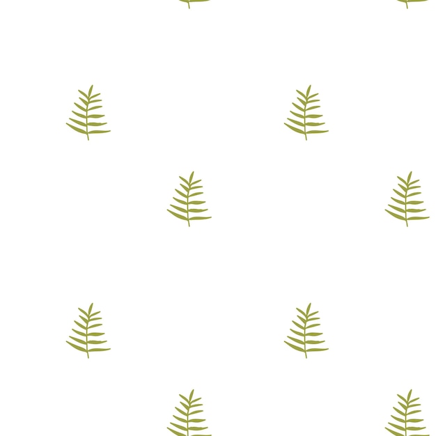 Minimalist green fern leaf pattern on white background