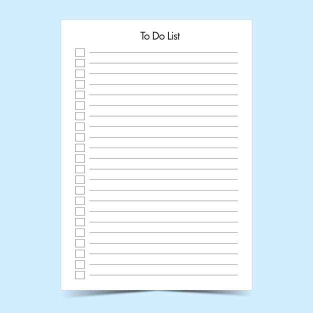 minimalist list to do template