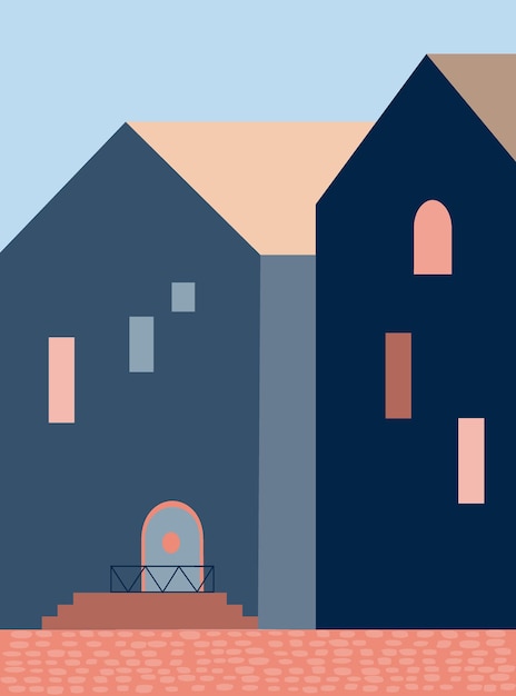 Minimalistic architecture Abstract geometric shapes staircase arch houses style of minimalist