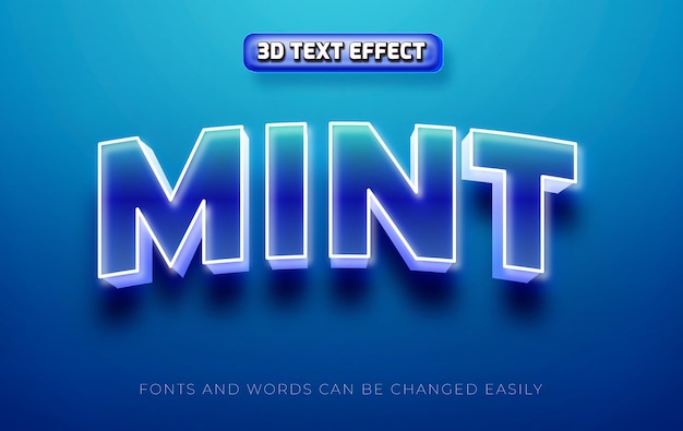 Mint 3d editable text effect style