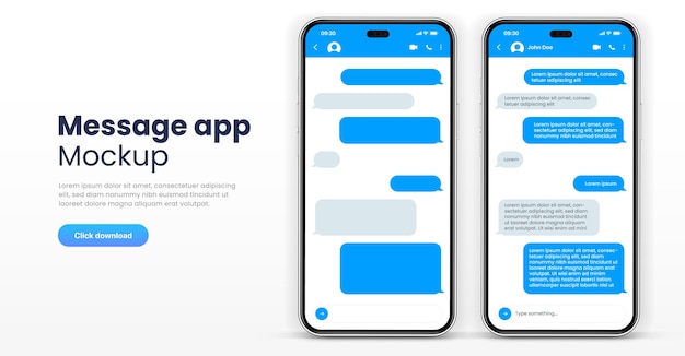 Mobil chatting og meldings-app brukergrensesnittdesign med smarttelefon meldingsbobler av høy kvalitet