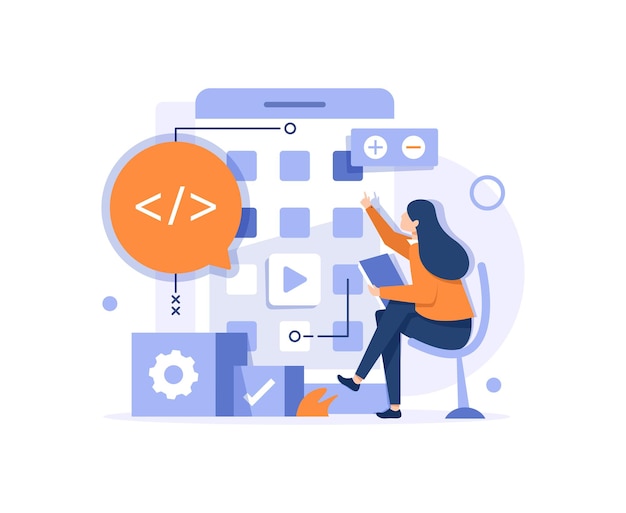 mobile application development process flat vector illustration software api prototyping