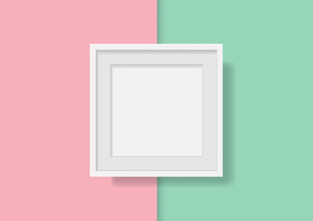 Mockup av en hvit, blank ramme. Minimalistisk komposisjon med tom bilderamme. Minimalisme