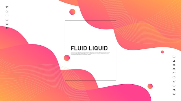 modern abstract background retro memphis lines fluid liquid motion and red orange gradient color