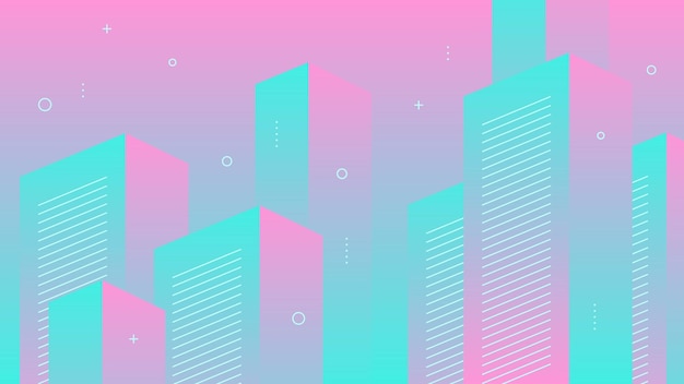 Modern Abstract Background with Motion Vertical Blocks Lines Retro Memphis and Blue Pink Purple Grad