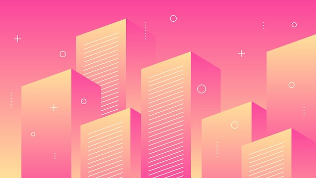 Modern Abstract Background with Motion Vertical Blocks Lines Retro Memphis and Red Pink Orange