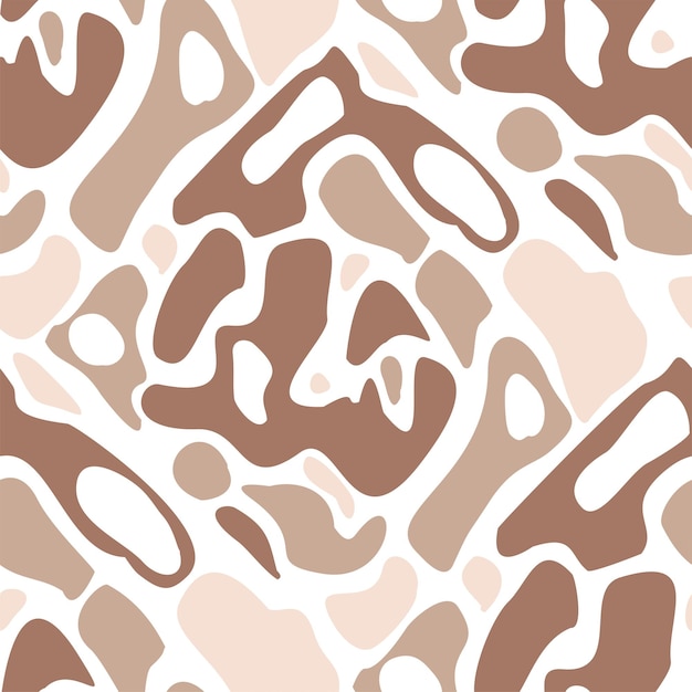 modern abstract hand drawn seamless pattern of organic shapes mocha mousse color 2025 pantone
