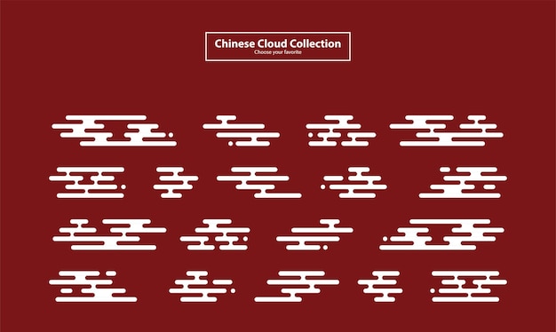 modern chinese cloud stickers tags colorful element vector collection flat badge set clipart label