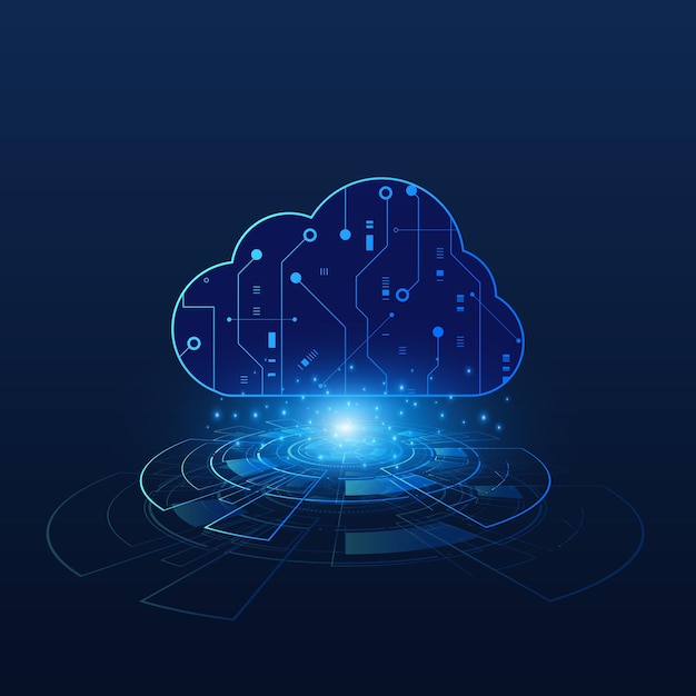 Modern cloud technology futuristic, online storage, work from home