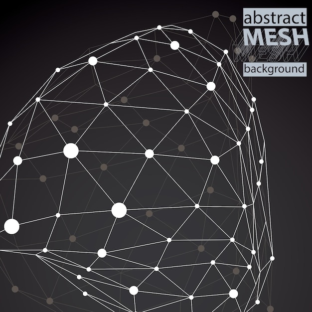 Modern digital technology style abstract unusual background vector tech complicated 3d figure placed on dark backdrop