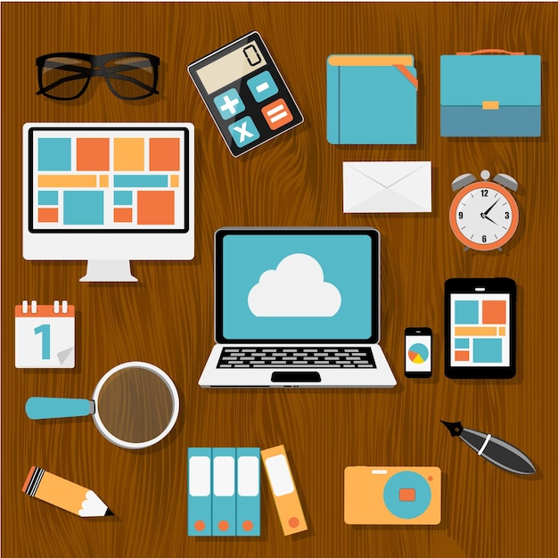 Modern Flat Icon Set for Web and Mobile Application Vector