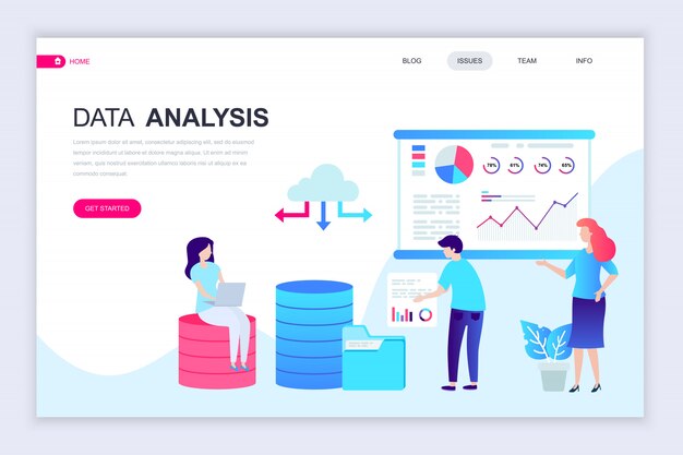 Modern flat web page design template of Data Analysis