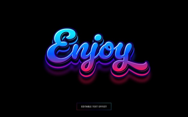 Modern Glowing 3D Lettering Text Effect with Vibrant Colors and Dynamic Design