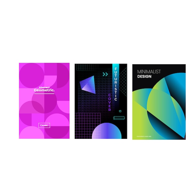 Modern gradient poster background vector set Minimalist style cover template with vibrant perspecti
