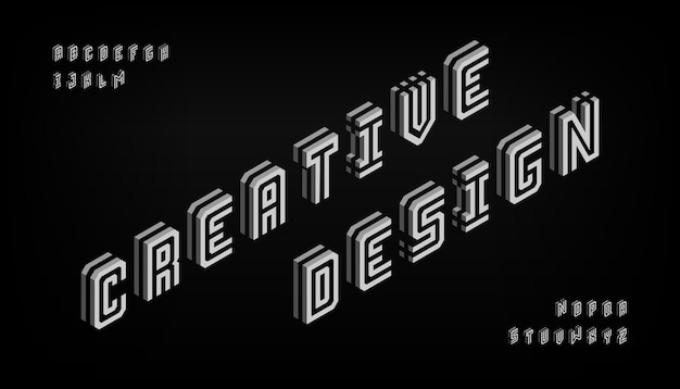 modern isometric alphabet with urban style template