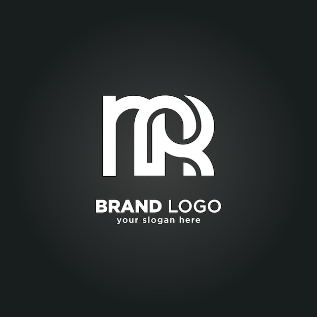 Modern Letter M and R Monogram Logo with Black Background