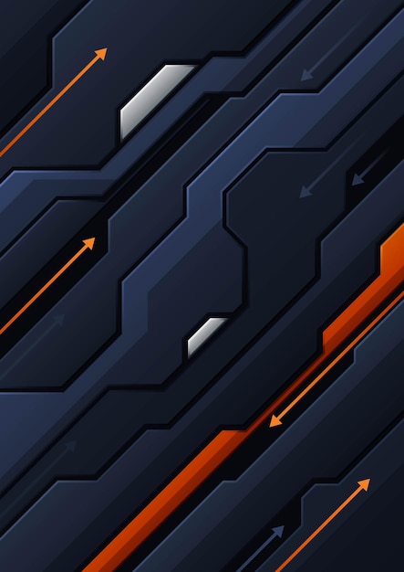 Modern Tech Dark Background with Orange Shape Element Combination