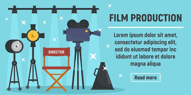 Moderne filmproduksjon banner, flat stil
