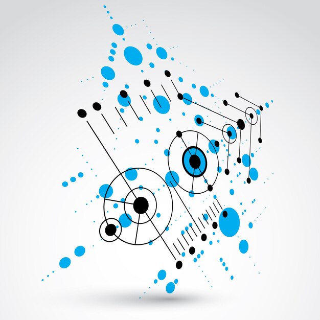 modular bauhaus 3d vector blue background, created from simple geometric figures like circles and lines. best for use as advertising poster or banner design.
