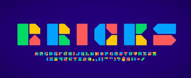 Module block font modern abstract typeface set
