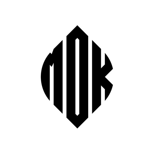 MOK circle letter logo design with circle and ellipse shape MOK ellipse letters with typographic style The three initials form a circle logo MOK Circle Emblem Abstract Monogram Letter Mark Vector