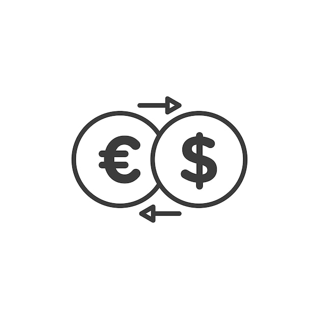 Money exchange icon set euro to usd currency trade vector symbol dollar foreign conversion rate sign