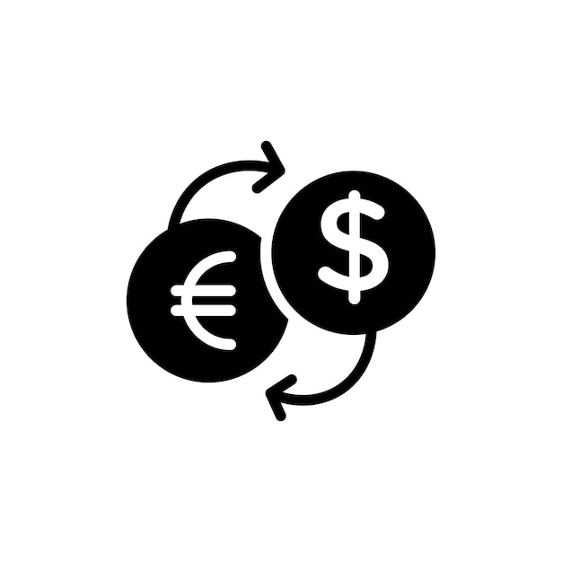 Money exchange icon set euro to usd currency trade vector symbol dollar foreign conversion rate sign