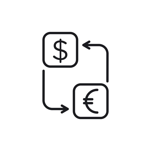 Money exchange icon set euro to usd currency trade vector symbol dollar foreign conversion rate sign