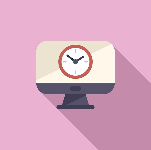 monitor clock icon flat vector work project task timer